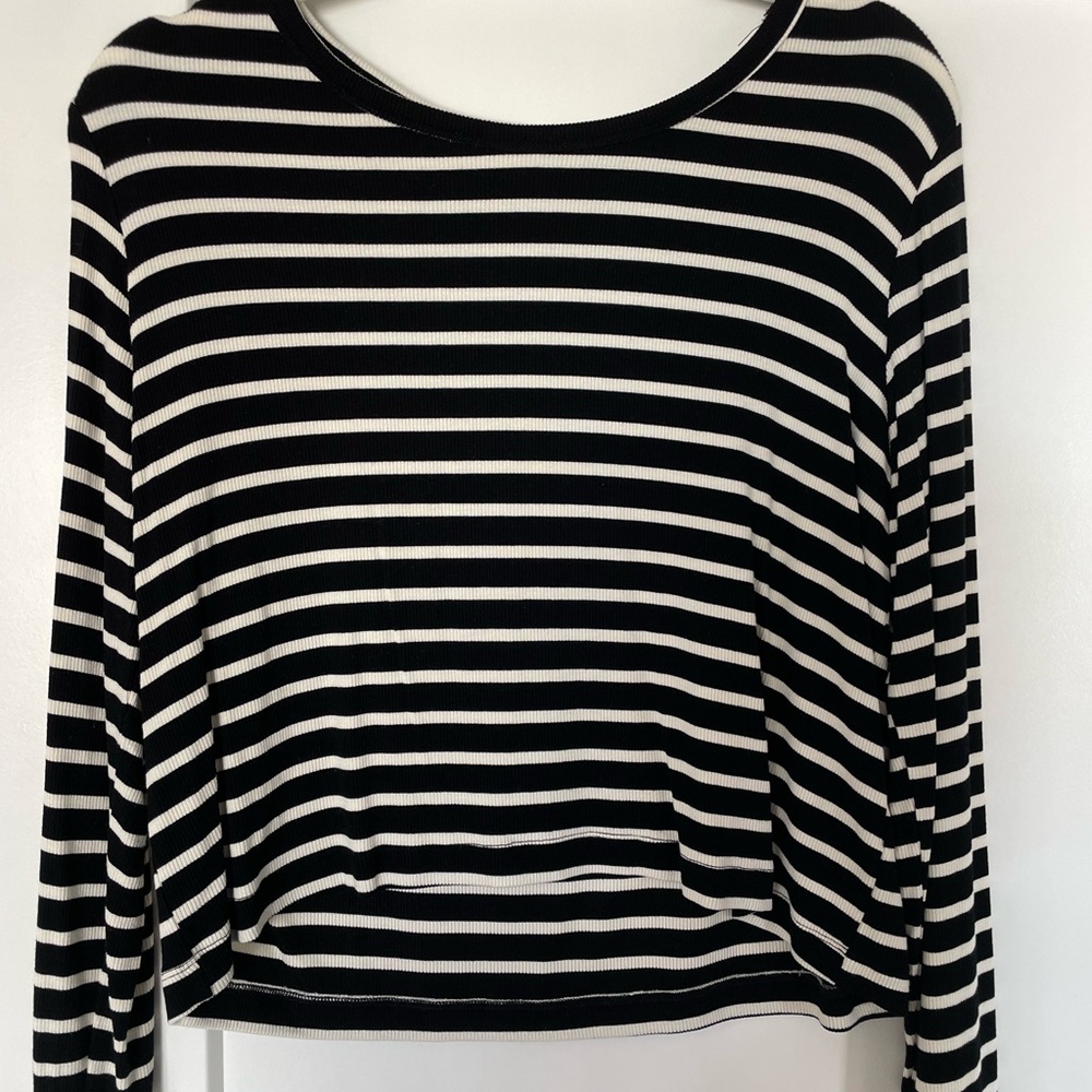 LNA Black and White Striped Women's Top